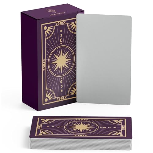 Metaphoracle Create Your Own Oracle Cards DIY Blank Tarot Cards Deck of 80 Blank Oracle Cards with Celestial Gold Foil Design Standard Tarot Card Size 475 inches x 275 inches Purple - Image 1