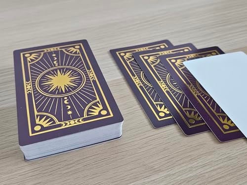 Metaphoracle Create Your Own Oracle Cards DIY Blank Tarot Cards Deck of 80 Blank Oracle Cards with Celestial Gold Foil Design Standard Tarot Card Size 475 inches x 275 inches Purple - Image 5