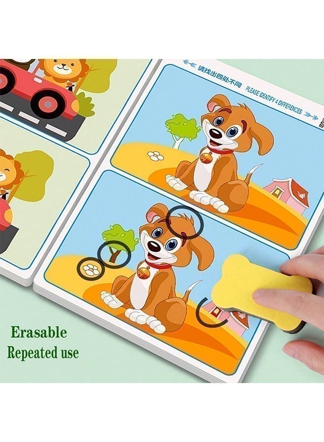 BELANO 32 Pcs Spot the Difference Cards Set for Kids, Reusable Dry Erase Activity Cards with 2 Markers & 1 Eraser, Focus Concentration Training Educational Game for Boys Girls - Image 3