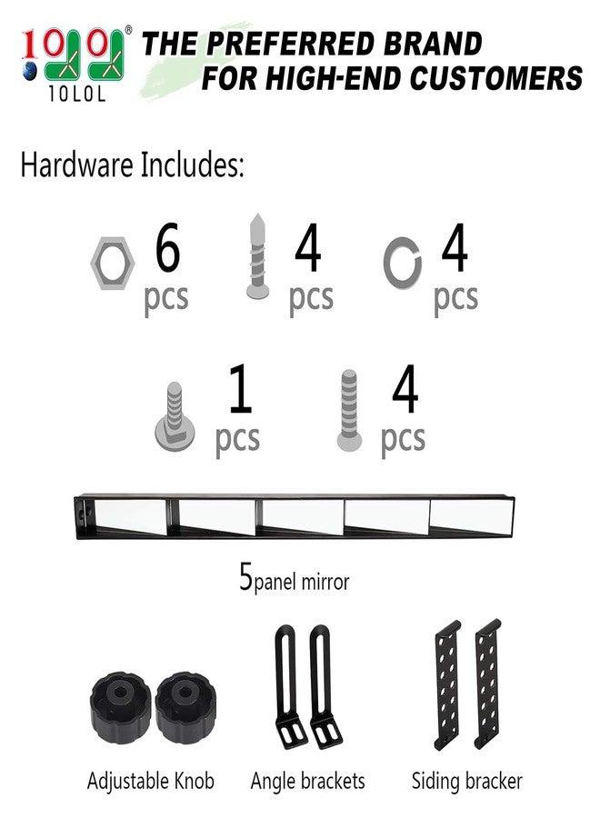 10L0L Universal Golf Cart 5 Panel Mirror for Yamaha EZGO Club Car, Eliminate Blind Spots Wide Angle Rear View Mirror - Image 2