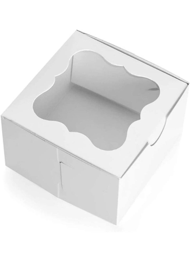 Excellence - 20 Cardboard Bakery Boxes with Clear Window Cake Box with Natural Disposable Storage Perfect Transport Of Your Creations - Image 1