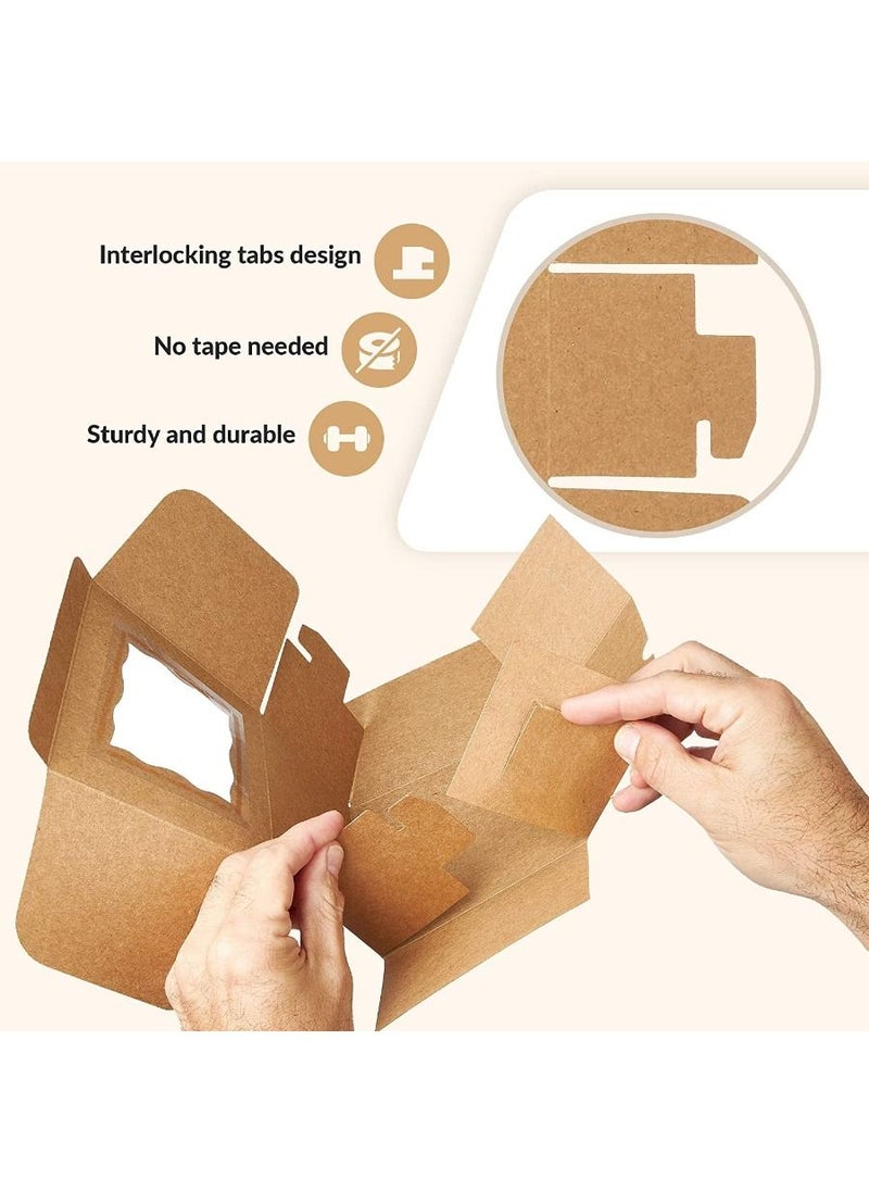 Excellence - 20 Cardboard Bakery Boxes with Clear Window Cake Box with Natural Disposable Storage Perfect Transport Of Your Creations - Image 1