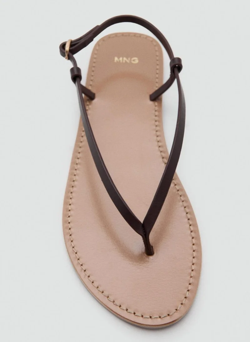 Mango 78-BURDEOS Leather Sandals With A Wide Strap for Women | Best Price UAE