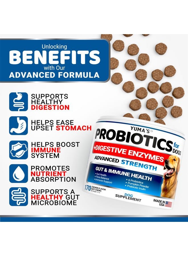 YUMA'S Probiotics for Dogs and Digestive Enzymes - 170 Dog Probiotics Chews - Dog Probiotic - Anti Diarrhea, Upset Stomach & Gas Relief, Constipation, Canine Prebiotic - Pet Fiber Supplement - Gut Health - Image 2