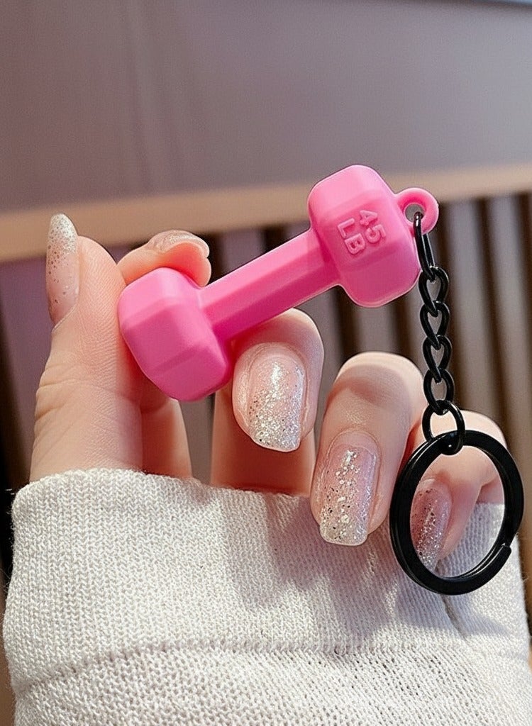 Pink Dumbbell Keychains, Barbell Gym Keychains Pendant Charm For Men Women, Novelty Dumbbell Key Ring For Handbag Purse Backpack - Image 4