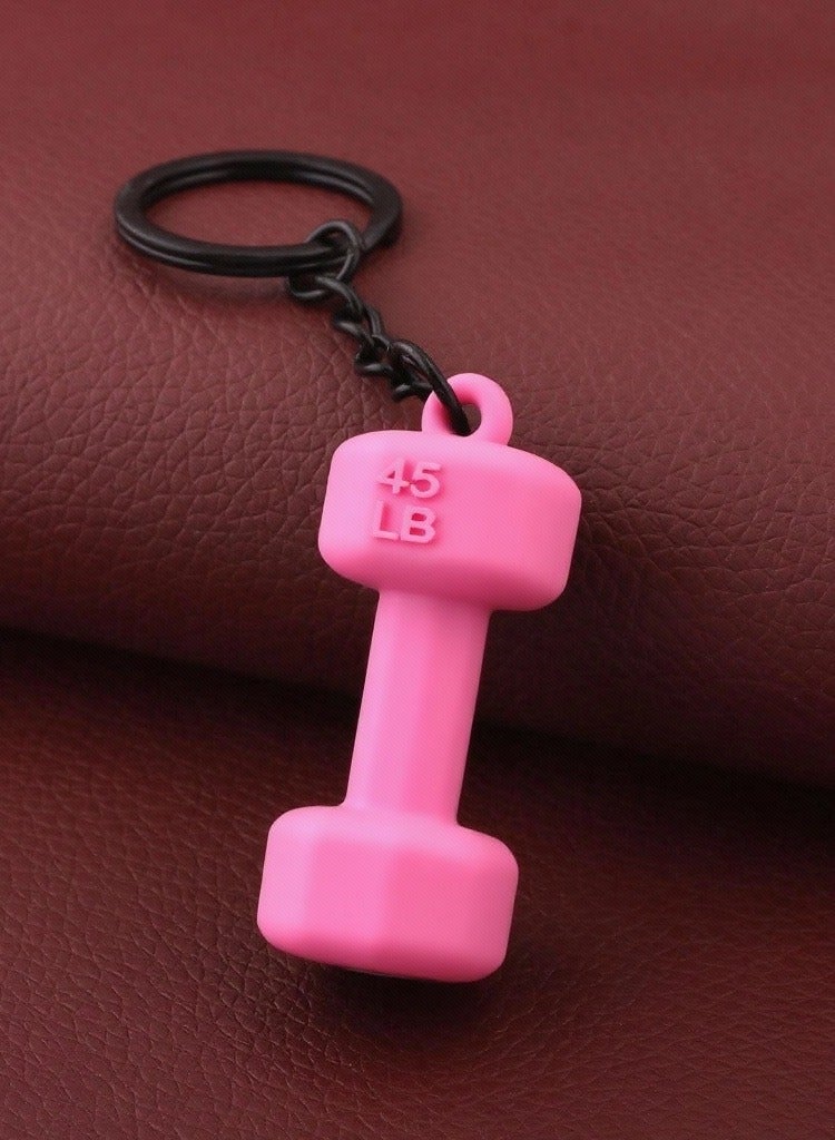Pink Dumbbell Keychains, Barbell Gym Keychains Pendant Charm For Men Women, Novelty Dumbbell Key Ring For Handbag Purse Backpack - Image 3