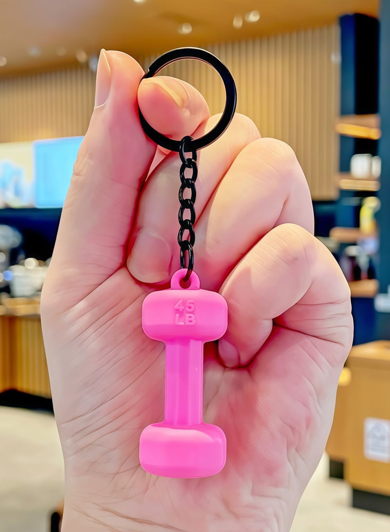 Pink Dumbbell Keychains, Barbell Gym Keychains Pendant Charm For Men Women, Novelty Dumbbell Key Ring For Handbag Purse Backpack - Image 1