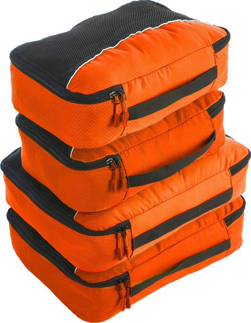 bago 7 Pcs Packing Cubes For Travel - 4 Packing Cube with 3 ZipLock Bags - Travel Cubes to Get Maximum Storage, Save Time & Effort to Pack - Happy Traveling (Orange) - Image 4