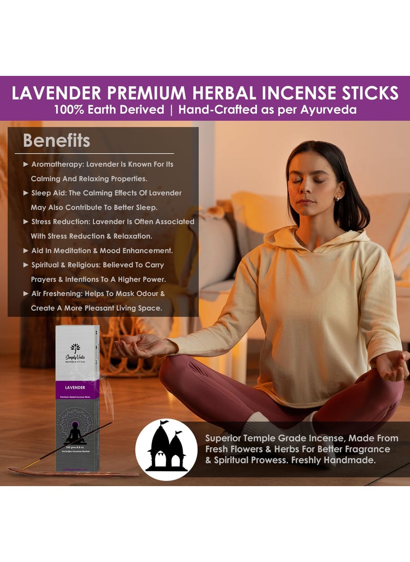 Simply Vedic - Simply Vedic Pack of 2 Incense Sticks (Lavender and Nag Champa) 500-Grams (Approx 270 Premium Incense Sticks + Incense Holder)| Lasts 60-Minutes, Ideal for Meditation, Yoga, Spirituality | - Image 1