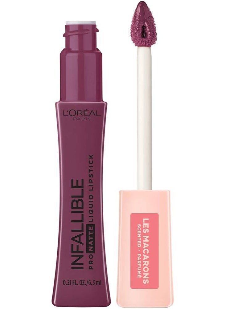 L'OREAL PARIS - Infallible Pro-Matte Les Macarons Scented Liquid Lipstick - Blackcurrent Crush - Image 1