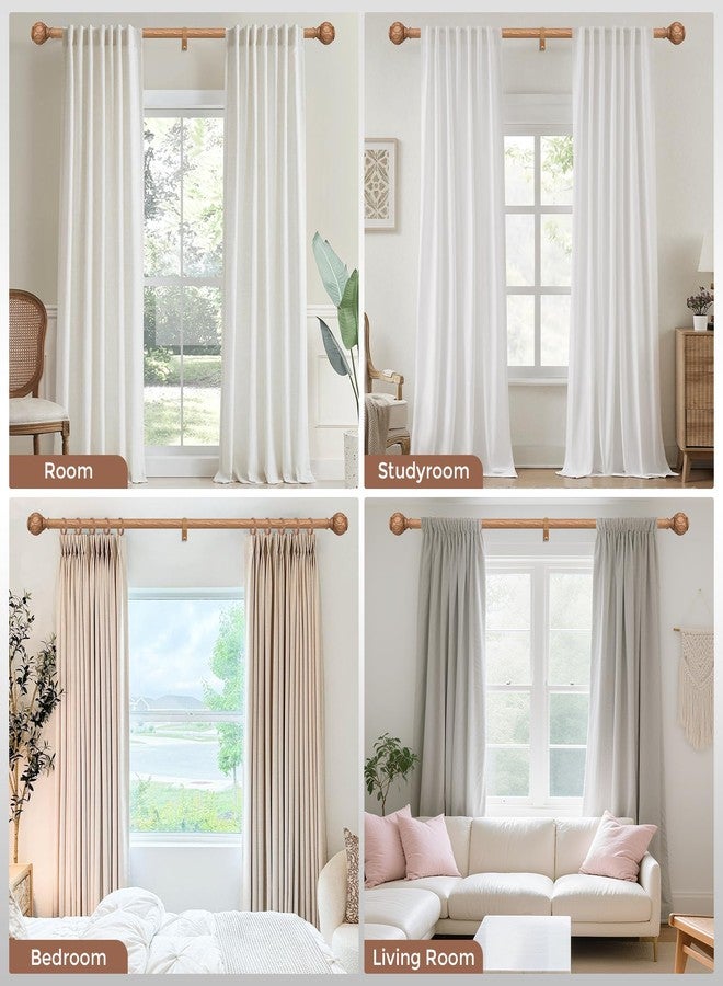 Wolistsa Wood Curtain Rods for Windows 48 to 84 Inch, Boho Vintage Decorative 1 Inch Wooden Curtain Rod, Adjustable Heavy Duty Rustic Farmhouse Drapery Pole with Netted Imitation Wood Grain Finials - Image 2