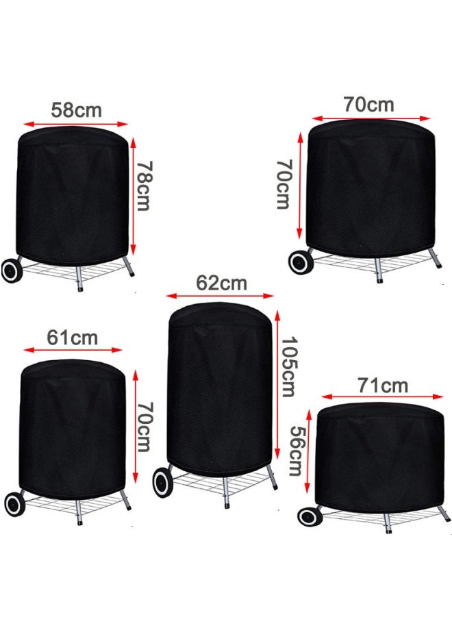 Generic - 420D Round BBQ Outdoor Fire Pit Stove Cover, Grill Cover, Fire Pot Cover, Grill Cover, Oxford Cloth Dust Cover, Silver 58x77cm - Image 1