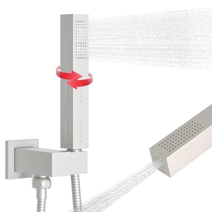 2 SETTINGS MODELS HANDHELD SHOWER HEAD SPRAYER HIGHPRESSURE WITH 59 LONG FLEXIBLE HOSE SQUARE 2 IN1 SOLID BRASS ADJUSTABLE SHOWER WAND REPLACEMENT KIT BRUSHED NICKEL