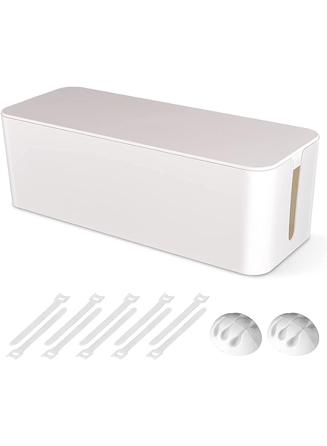 KASTWAVE Management Box,Large Cord Organizer BoxCord Hider Box to Hide Surge Protector Cover on Desk or Floor for Home & Office(White) - Image 1