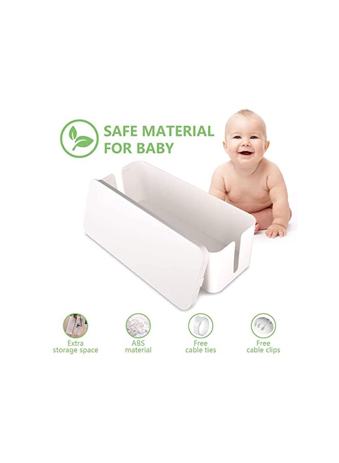 KASTWAVE Management Box,Large Cord Organizer BoxCord Hider Box to Hide Surge Protector Cover on Desk or Floor for Home & Office(White) - Image 2