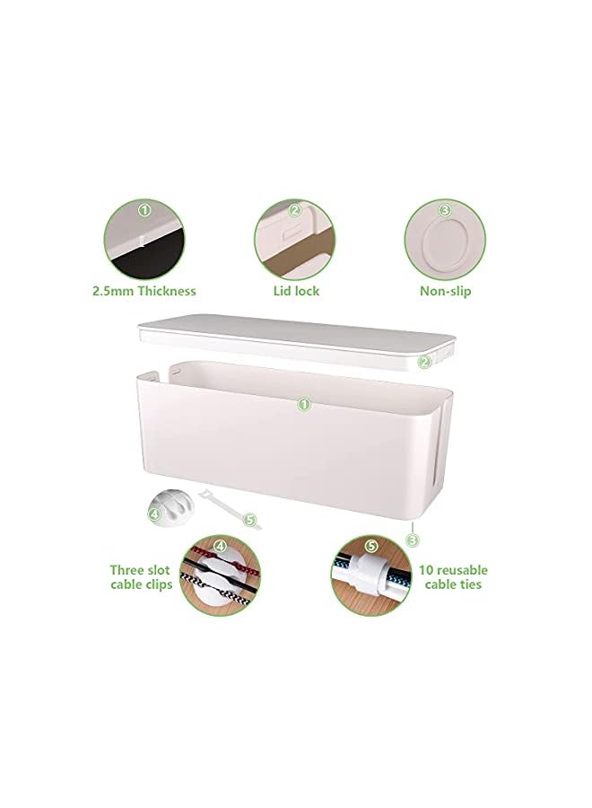 KASTWAVE Management Box,Large Cord Organizer BoxCord Hider Box to Hide Surge Protector Cover on Desk or Floor for Home & Office(White) - Image 3