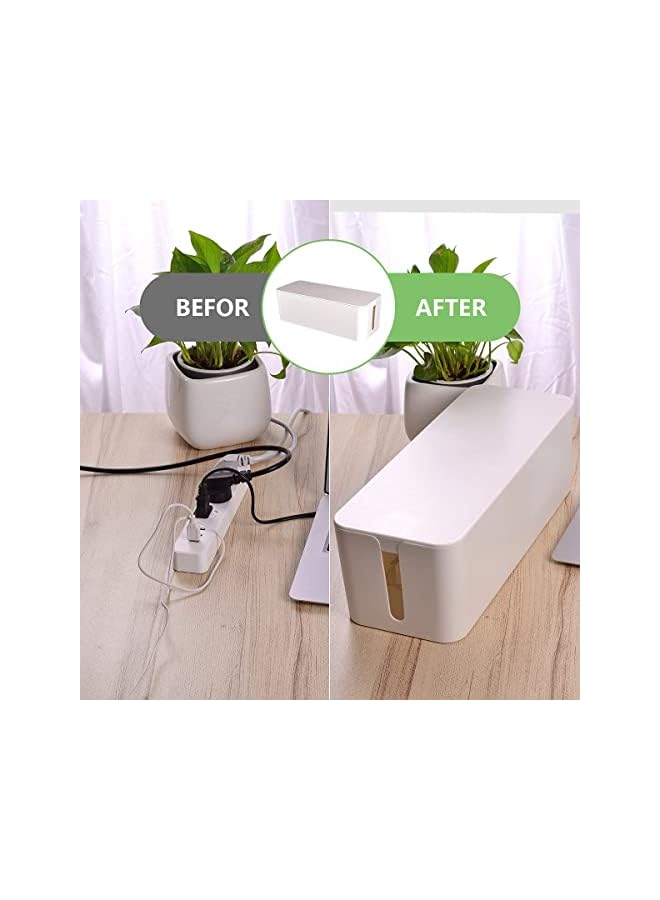 KASTWAVE Management Box,Large Cord Organizer BoxCord Hider Box to Hide Surge Protector Cover on Desk or Floor for Home & Office(White) - Image 5