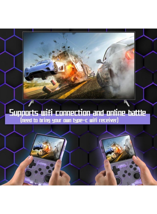 R36S Retro Handheld Gaming Console – 64GB Card – 3.5" IPS Screen – Portable Linux Emulator – Classic Games Player (Purple) - Image 3