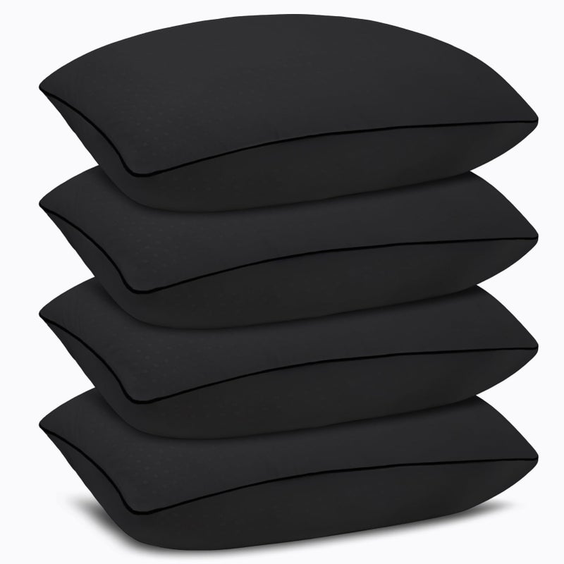 Higoom Standard Size Bed Pillows for Sleeping 4 Pack,Luxury Hotel Pillows,Comfortable and Supportive,Machine Washable,Suitable for Stomach,Back and Side Sleepers.(Black) - Image 1