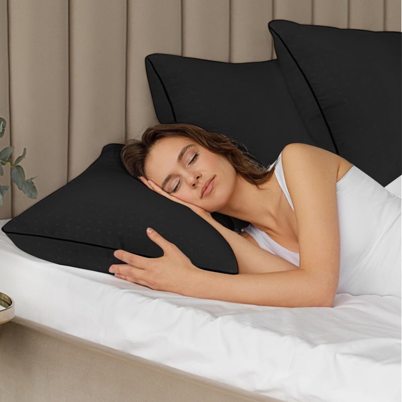 Higoom Standard Size Bed Pillows for Sleeping 4 Pack,Luxury Hotel Pillows,Comfortable and Supportive,Machine Washable,Suitable for Stomach,Back and Side Sleepers.(Black) - Image 3