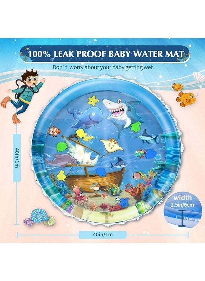 Density Collection - Baby Kids Water Play Mat Toys Inflatable Tummy Time Leak Proof Water Play Mat Fun Activity Play Center Indoor And Outdoor Water Play Mat For Baby Large Size40' Inch X 40 Inch Blue - Image 1