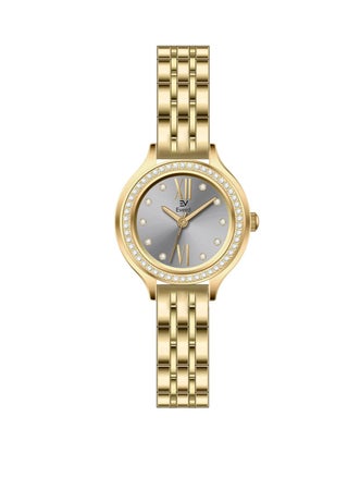 Gold bracelet with grey dial