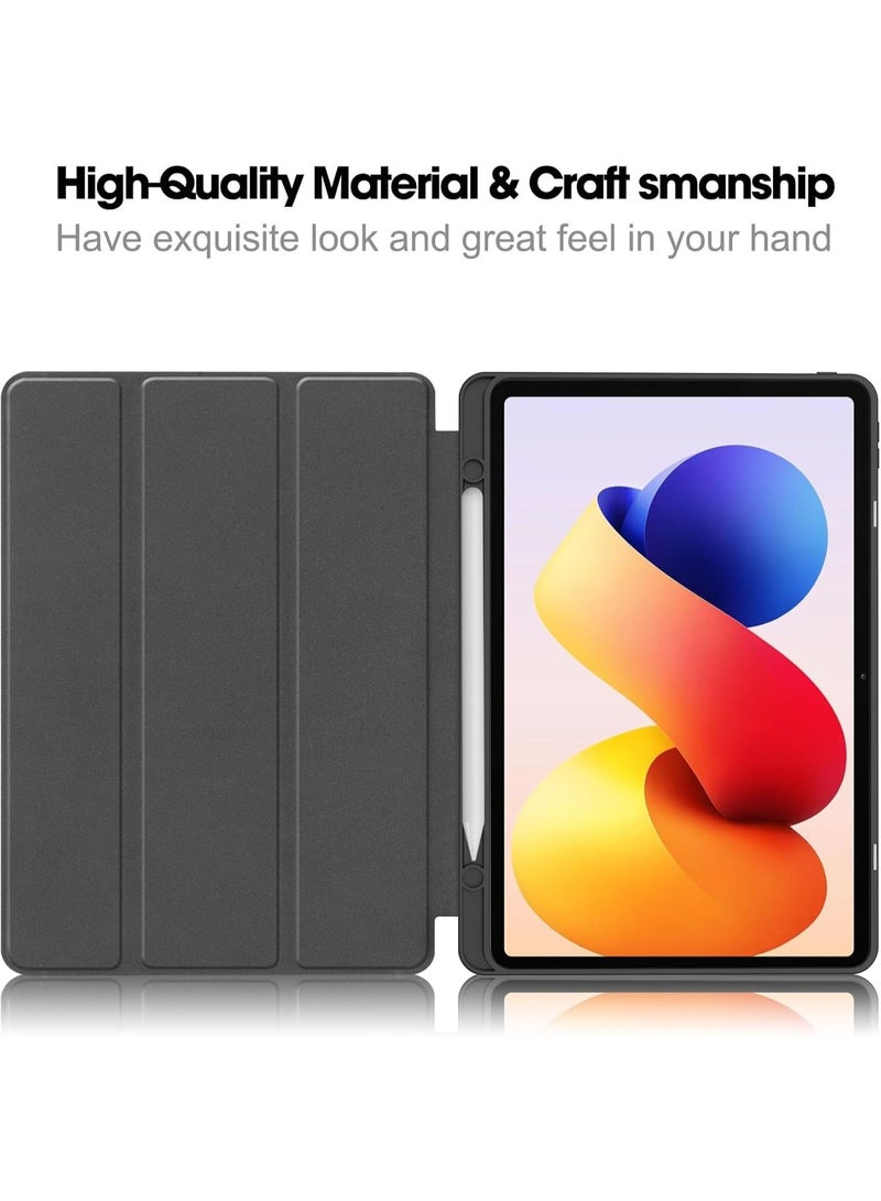 VKL Case Compatible with Xiaomi Redmi Pad 2 Pro 12.1 inch 2025 Tablet, Tri-Fold PU Leather Case with Auto Wake/Sleep, Soft TPU Back Shockproof Cover Built-in Pen Holder (Black) - Image 3