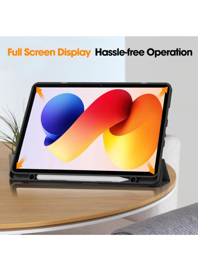 VKL Case Compatible with Xiaomi Redmi Pad 2 Pro 12.1 inch 2025 Tablet, Tri-Fold PU Leather Case with Auto Wake/Sleep, Soft TPU Back Shockproof Cover Built-in Pen Holder (Black) - Image 5