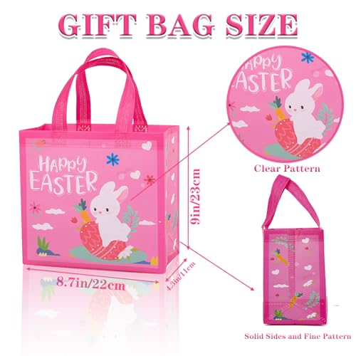 Jaywayang 4Pack Easter Non-woven Bags with Handle, Happy Easter Gift Bags for Kids, Reusable Goodie Bags, Rabbit Bunny Treat Bags, Party Supplies. - Image 2