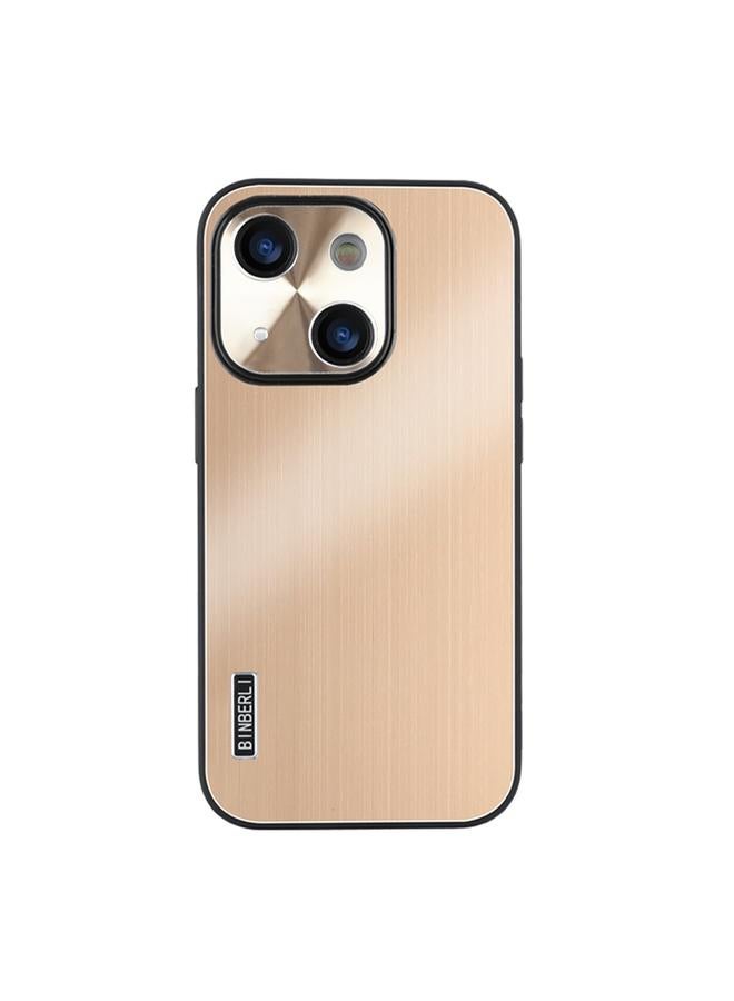 Case For iPhone 14 Plus PC Hybrid Aluminum Alloy Brushed Shockproof Phone Case