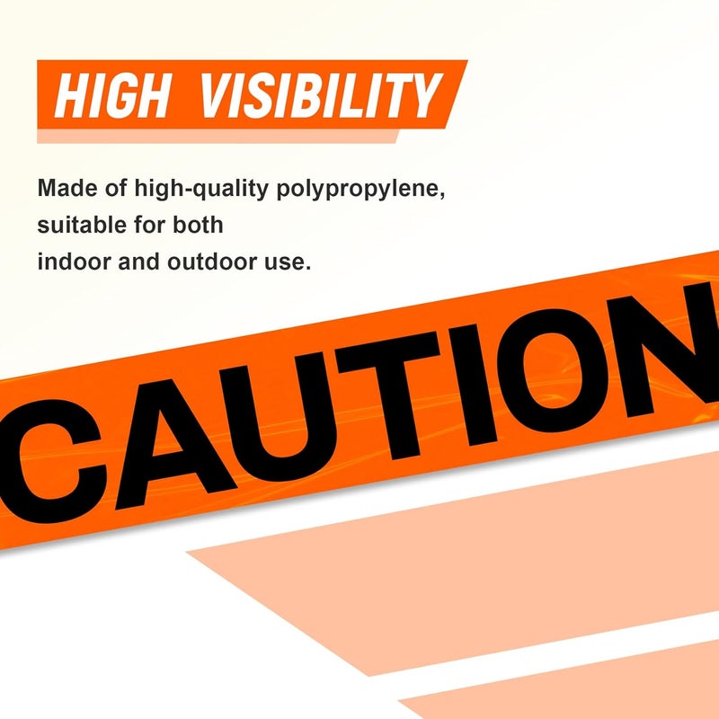 TopSoon Caution Barricade Tape Non-Adhesive Barrier Tape Construction Halloween Party Decoration (2Pack Orange Caution,1000ft) - Image 3