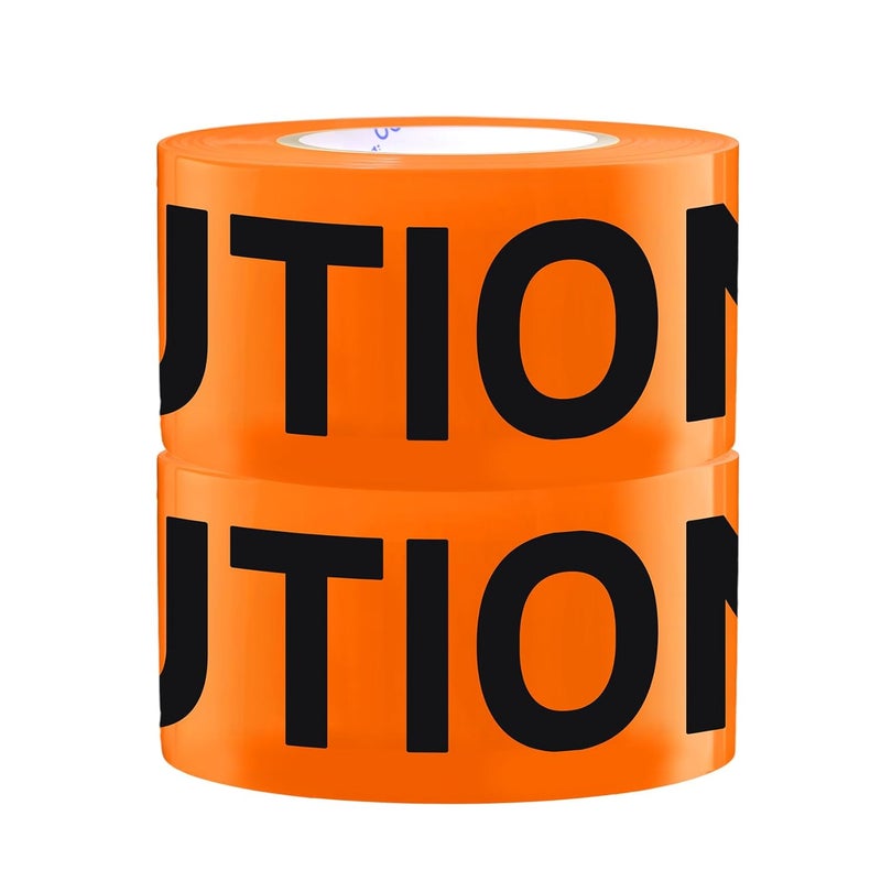 TopSoon Caution Barricade Tape Non-Adhesive Barrier Tape Construction Halloween Party Decoration (2Pack Orange Caution,1000ft) - Image 1
