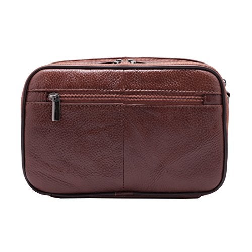 Vidlea Mens Handbag Cowhide Leather Messenger Bag Organizer Checkbook Wallet Purse with Wristlet Crossbody Shoulder Strap (Tan) - Image 4