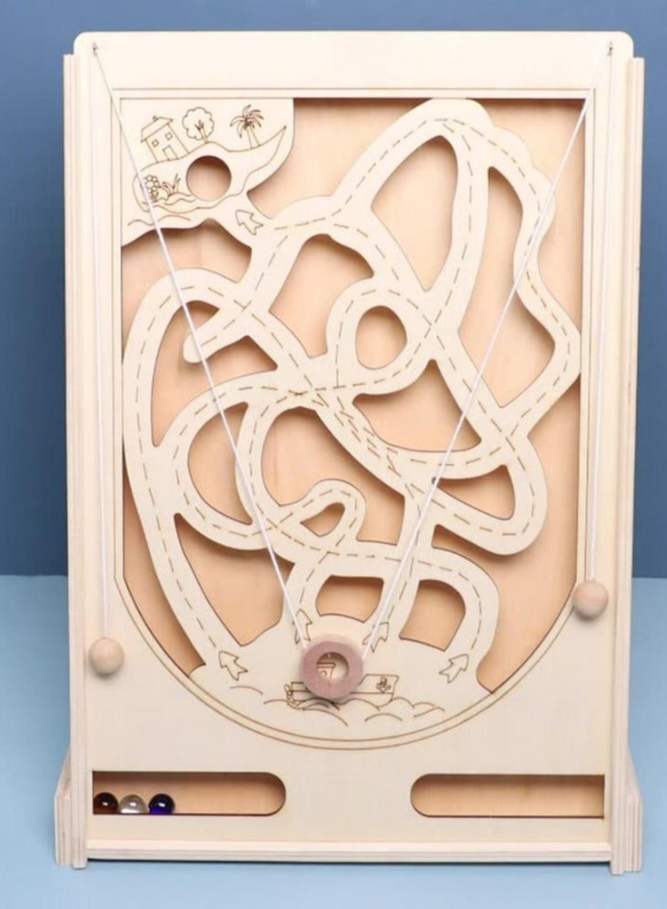 JOLLITY LLC لعبة المتاهة ذات الحبل الخشبي وألعاب الطاولة وآلة لعبة البينبول الخشبية للقراصنة وألعاب الأطفال وألعاب التوازن وتنسيق اليد والعين وتعليم الأطفال وفقًا لمونتيسوري - Image 3