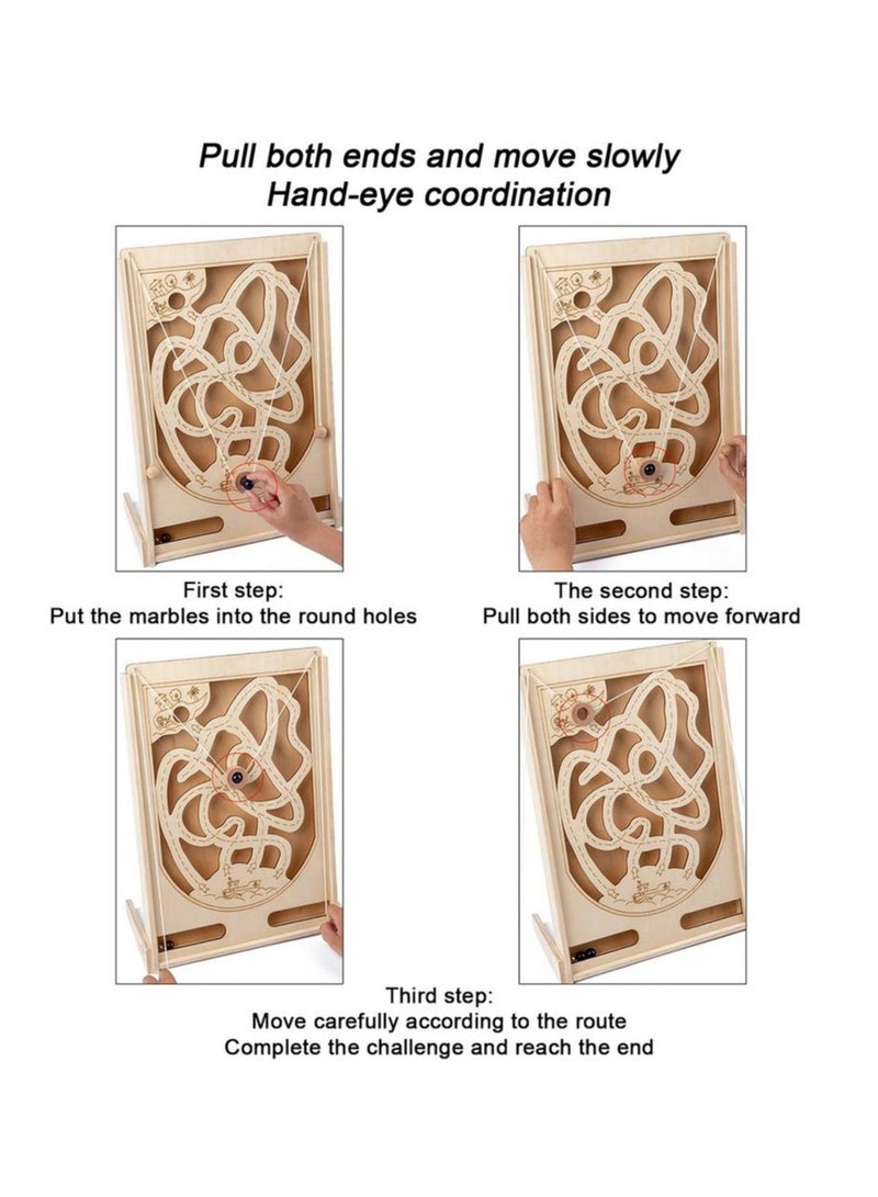 JOLLITY LLC لعبة المتاهة ذات الحبل الخشبي وألعاب الطاولة وآلة لعبة البينبول الخشبية للقراصنة وألعاب الأطفال وألعاب التوازن وتنسيق اليد والعين وتعليم الأطفال وفقًا لمونتيسوري - Image 5