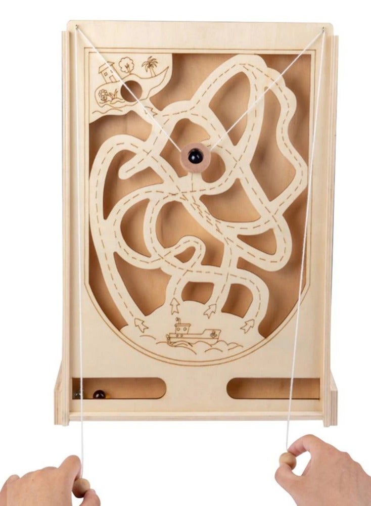 JOLLITY LLC لعبة المتاهة ذات الحبل الخشبي وألعاب الطاولة وآلة لعبة البينبول الخشبية للقراصنة وألعاب الأطفال وألعاب التوازن وتنسيق اليد والعين وتعليم الأطفال وفقًا لمونتيسوري - Image 1