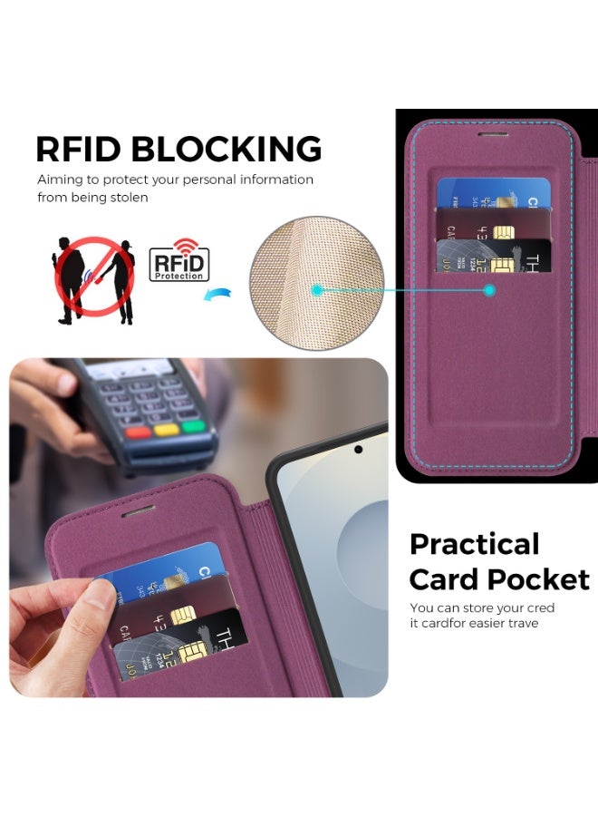 Magnetic Flip Leather Wallet Case for Samsung Galaxy S26, S26 Plus, S25, S25 Plus, S24, S24 Plus with RFID Blocking and Shockproof Protection - Image 2