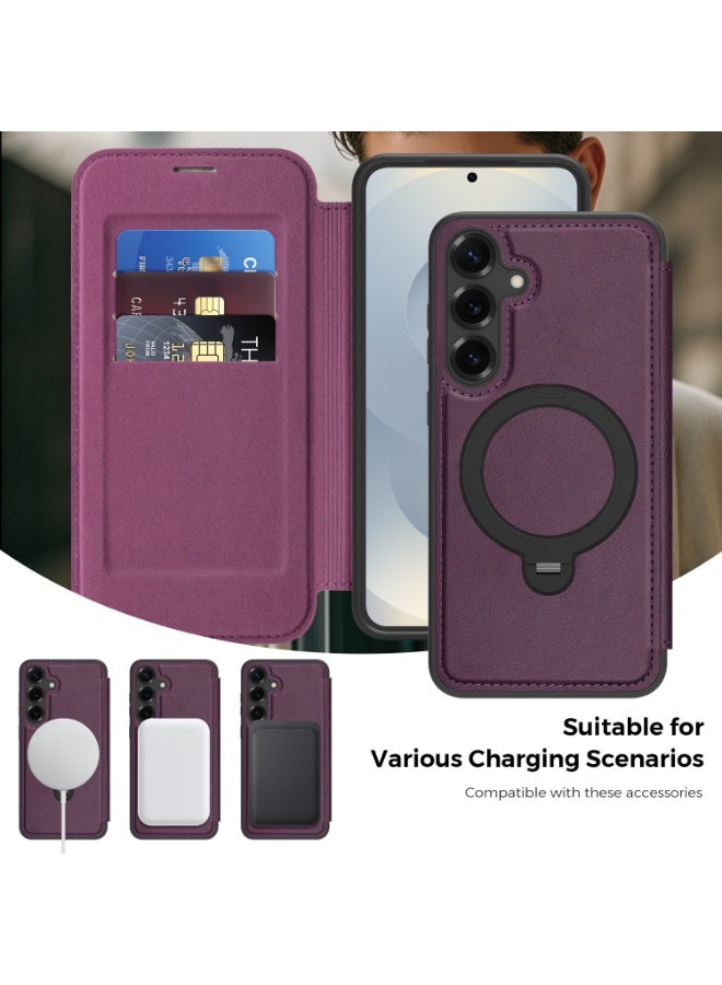 Magnetic Flip Leather Wallet Case for Samsung Galaxy S26, S26 Plus, S25, S25 Plus, S24, S24 Plus with RFID Blocking and Shockproof Protection - Image 4