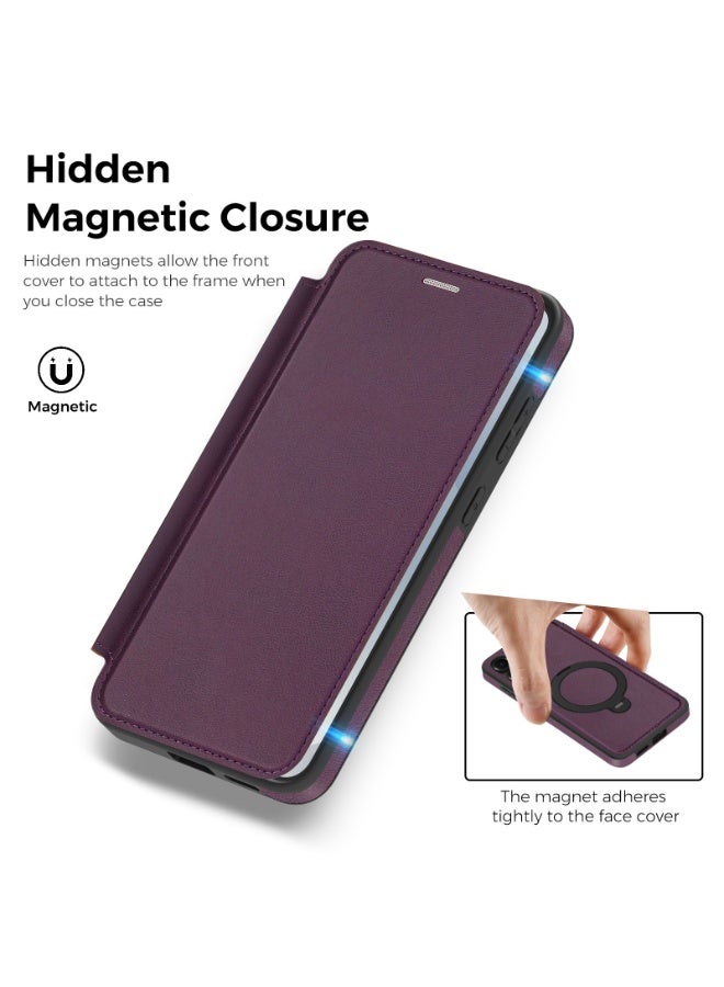 Magnetic Flip Leather Wallet Case for Samsung Galaxy S26, S26 Plus, S25, S25 Plus, S24, S24 Plus with RFID Blocking and Shockproof Protection - Image 3