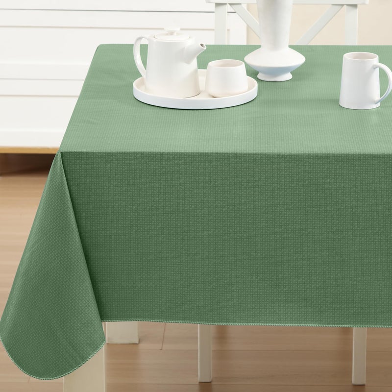 Newbridge Newbridge Basketweave Solid Color Vinyl Flannel Backed Tablecloth Basket Weave Textured Look IndoorOutdoor Waterproof Tablecloth Patio and Kitchen Dining 52 Inch x 52 Inch Square Sage 