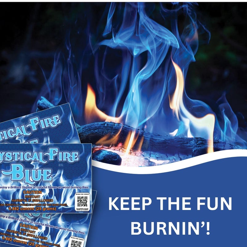 Mystical Fire Blue Color Changing Packets- 6pk Blue Flames- Long Lasting Enchanted Magical Flames- Flame Color Changer for Fire Pits & Outdoor Fireplaces- Campfire Accessories - Image 2