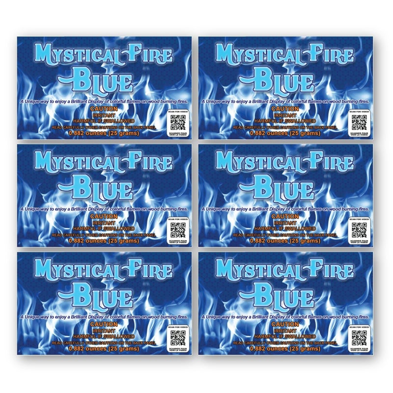 Mystical Fire Blue Color Changing Packets- 6pk Blue Flames- Long Lasting Enchanted Magical Flames- Flame Color Changer for Fire Pits & Outdoor Fireplaces- Campfire Accessories - Image 1
