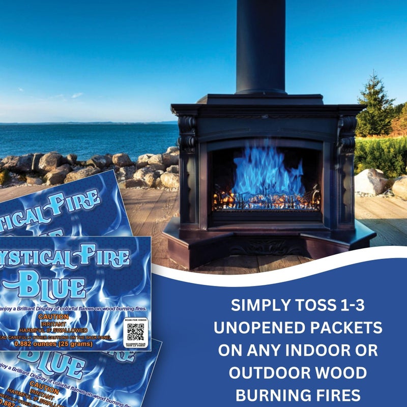 Mystical Fire Blue Color Changing Packets- 6pk Blue Flames- Long Lasting Enchanted Magical Flames- Flame Color Changer for Fire Pits & Outdoor Fireplaces- Campfire Accessories - Image 3