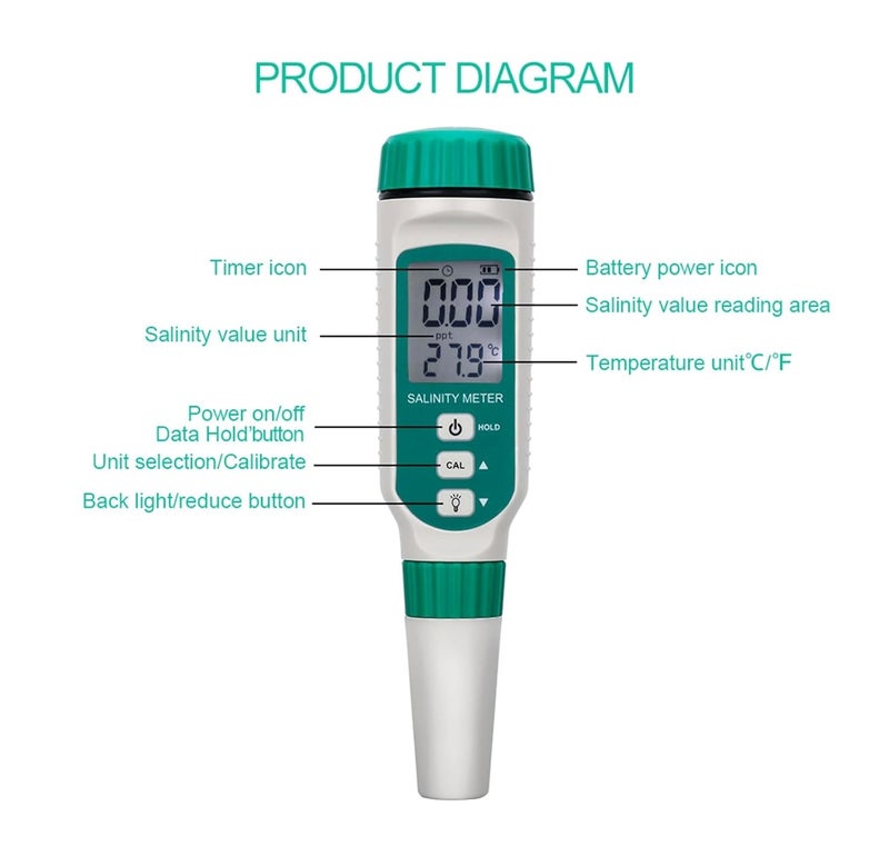 Water Detector, Salinity Meter Digital Refractometer Salinometer Halometer Salt Salty Brine Aquarium Food Water Quality Tester,for Drinking Water - Image 5