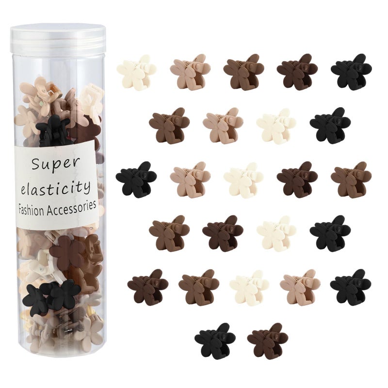Kasmena Hair Clip, 50Pcs Small Flower Claw Clips for Women Girls, Mini Matte Hair Clips with Strong Grip, Neutral Color, Hair Styling Accessories, Christmas Gifts - Image 1