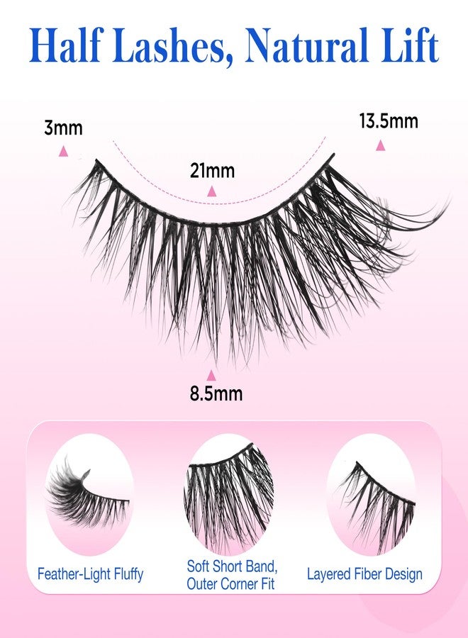Bepholan Half False Eyelashes Natural Look 3D Cat Eye Lashes 7 Pair Thin Soft Clear Band Cat Eye Lashes Fluffy Faux Mink Eyelashes Easy to Apply(BH306) - Image 3