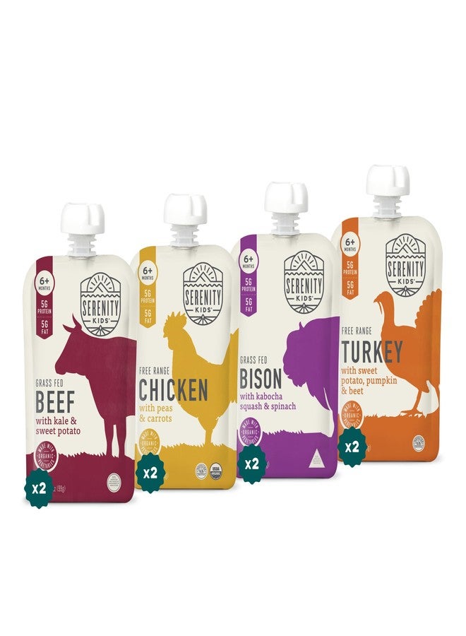 Serenity Kids 6+ Months Baby Food Pouches - Ethically Sourced Meat & Organic Veggies - High Protein Savory Baby Puree Pouches for Baby Snacks - 3.5 Oz, 8 Pack - Image 1