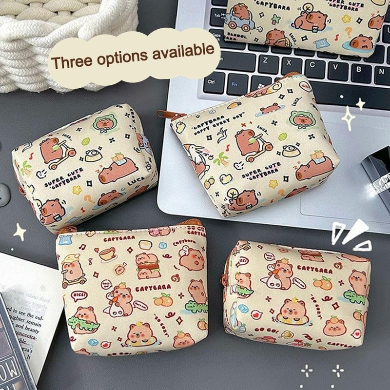 Capybara Coin Purse Mini Portable Key Bag with Cute Cartoon Pattern - Image 3