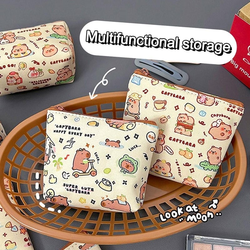 Capybara Coin Purse Mini Portable Key Bag with Cute Cartoon Pattern - Image 5