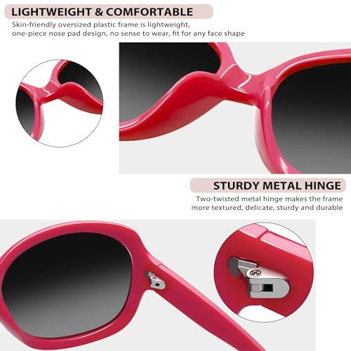 Joopin Oversized Rose Red Sunglasses Polarized, Ladies Full Coverage Sun Glasses, Fashion Big Shades for Woman, Large Pink Sunnies UV Protection - Image 3